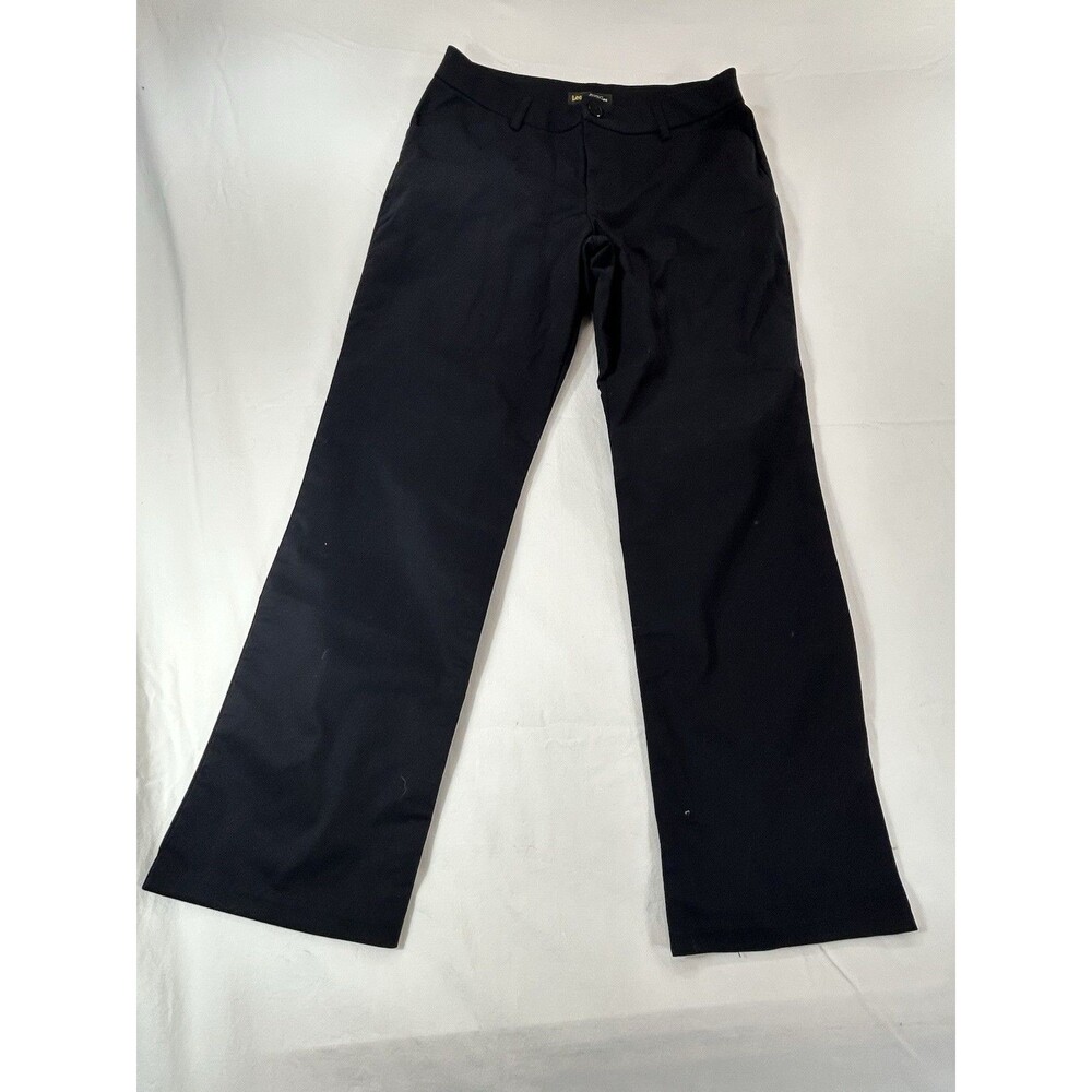 Lee Womens Black Pants Size 8 Short Relaxed Fit Straight Leg Classic Casual